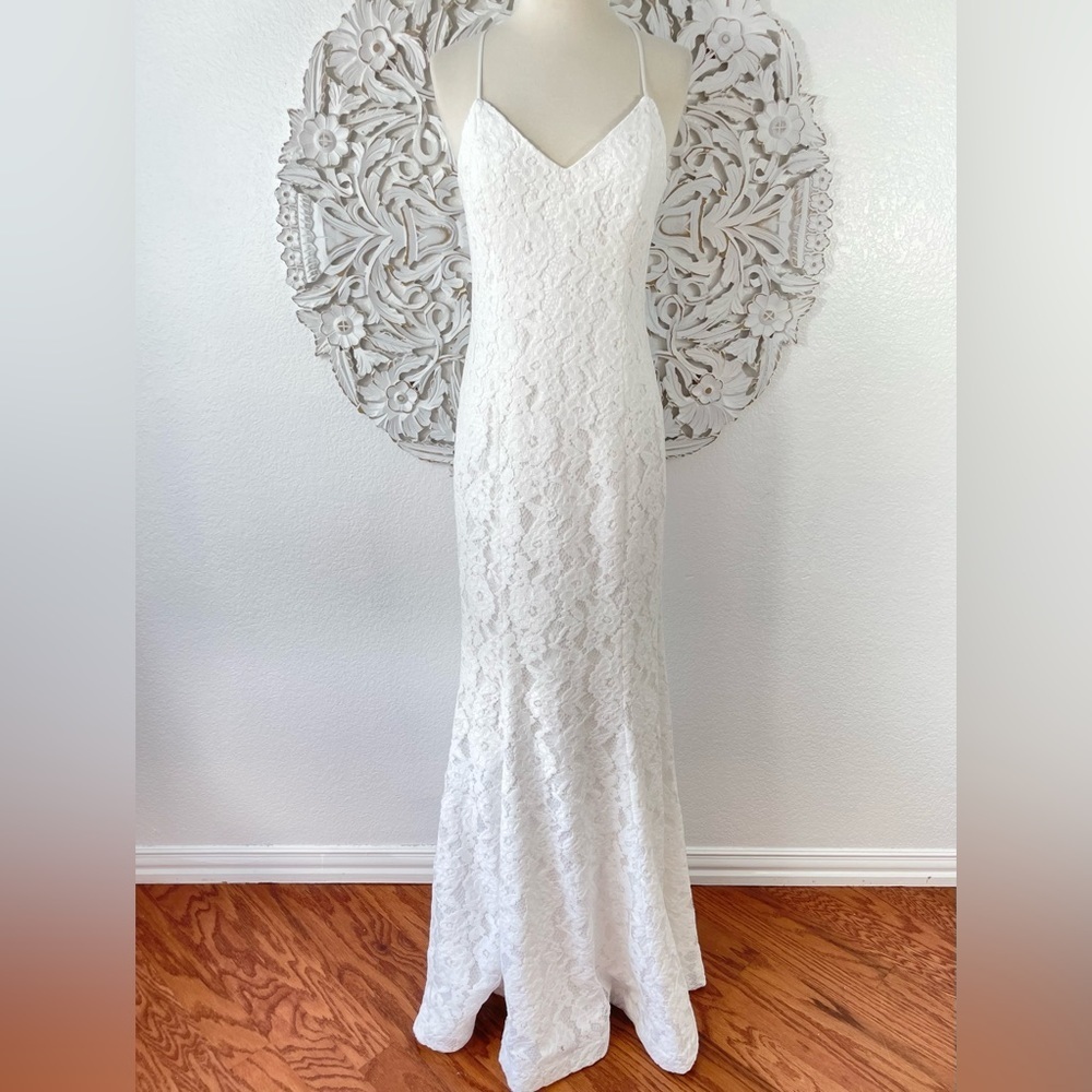 {Likely} Sardo White Lace Maxi Gown, Size 2